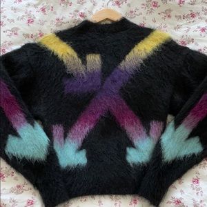 Off white black fuzzy arrows crewneck sweater